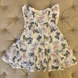 CATHERINE Malandrio 3T Girls Butterfly Lined Dress with Flutter Sleeves NICE